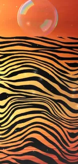 Abstract zebra pattern with sunset and reflective water wallpaper.