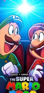 Super Mario Bros movie art with Mario and Luigi.