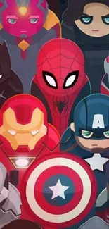 Colorful superhero cartoon characters wallpaper.