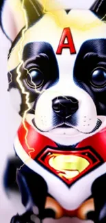 Superhero dog wallpaper with vibrant colors and comic style.