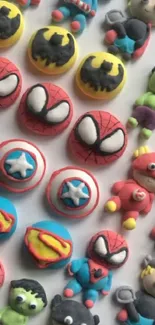 Colorful superhero-themed candy figures for wallpapers.