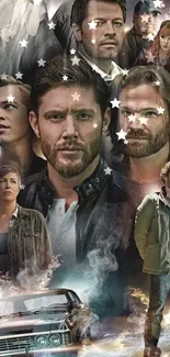 Supernatural poster featuring key characters and mystical elements.