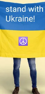 Ukrainian flag with peace symbol wallpaper.