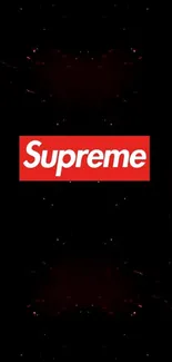 Supreme logo with dark cosmic background.