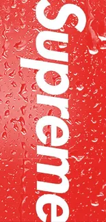 Bold Supreme red mobile wallpaper with white vertical text.