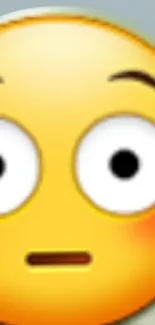 Close-up of a surprised yellow emoji face with wide eyes.