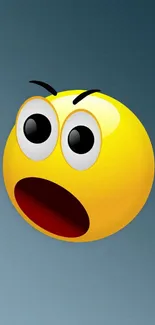 A surprised yellow emoji on a sleek gradient background for mobile wallpaper.