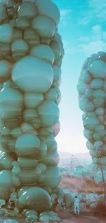 Surreal bubble landscape wallpaper with towering formations and an ethereal vibe.