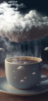 Surreal mobile wallpaper of a coffee cup cloud art.