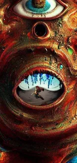 Surreal art wallpaper with eye and fantasy design.