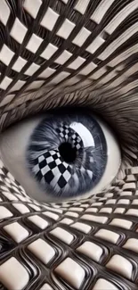 Surreal eye with 3D geometric pattern design