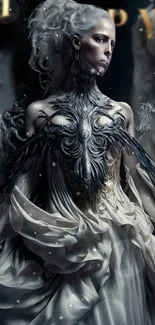 Surreal gothic angel in dark ethereal art.