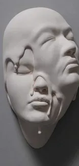 Surreal grey mask sculpture art wallpaper for mobile.