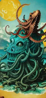 Surreal artwork of an ocean creature with tribal and fantastical elements.