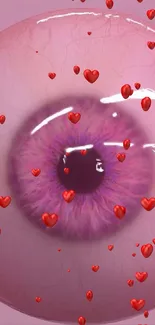 Surreal pink eye with intricate design on a soft pink background.