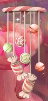 Colorful candy-themed mobile phone wallpaper.