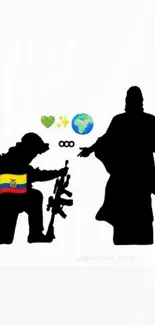 Silhouettes with Ecuadorian flag and symbols wallpaper.