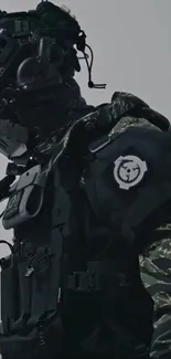 Soldier in tactical gear mobile wallpaper.