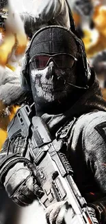 Masked tactical soldier in action wallpaper.