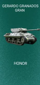 Tank on teal background mobile wallpaper