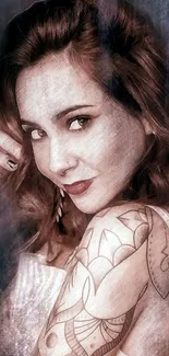 Tattooed woman in artistic portrait with smoky background