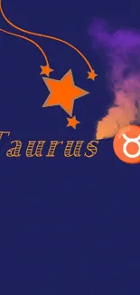 Taurus zodiac phone wallpaper with star and smoke design.