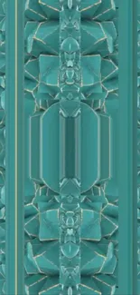 Teal geometric art wallpaper with abstract pattern.