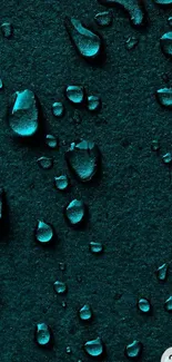 Teal wallpaper with water droplets on a dark textured surface.