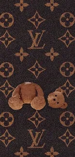 Luxury brown wallpaper with teddy bear accents.