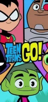 Teen Titans Go! characters in vibrant cartoon wallpaper.