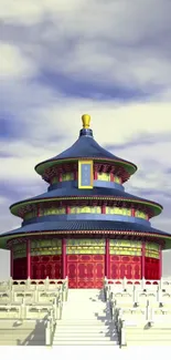 Temple of Heaven illustration with blue sky.