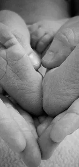 Baby feet held gently in hands, symbolizing love.