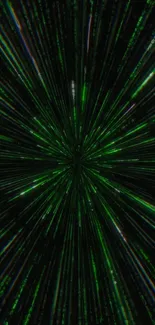 Dynamic green starburst wallpaper with energy streaks in dark tones.