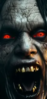 Terrifying creature with red glowing eyes and sinister expression.