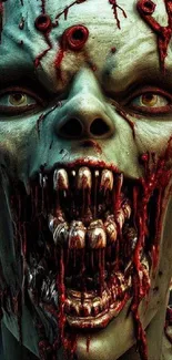 Terrifying zombie art with detailed horror design and dark background.