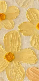 Textured yellow flowers creating a vibrant pattern on the wallpaper.