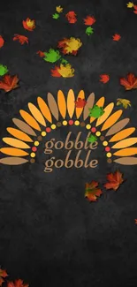 Thanksgiving wallpaper with autumn leaves and turkey design.