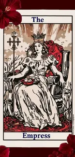 Tarot card of The Empress illustrated with vintage style.