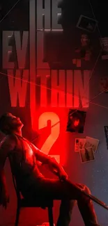 The Evil Within 2 mobile wallpaper with a dramatic red scene.