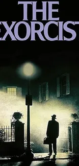 Silhouette from The Exorcist poster in a dark ambiance.