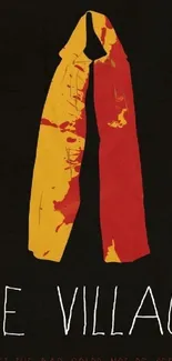 The Village movie poster with red and yellow scarf on black background.