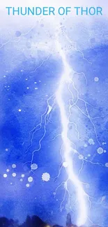 Electrifying blue lightning bolt wallpaper with stormy background.