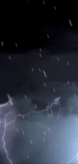 Mobile wallpaper featuring a thunderstorm with lightning flashes under a dark sky.