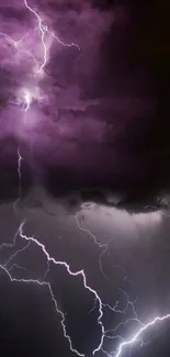 Mobile wallpaper of a dark purple storm with lightning.