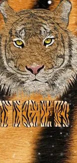 Stylized tiger face with orange-black fur pattern, perfect for mobile wallpaper.