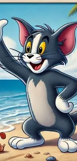 Tom and Jerry enjoying a beach day.