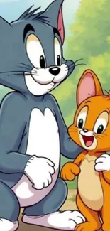 Tom and Jerry cartoon wallpaper with fun scene.