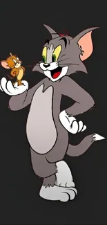 Tom and Jerry on black background wallpaper.