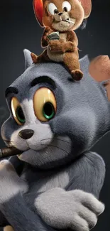 3D Tom and Jerry cartoon wallpaper with bright colors.