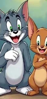 Tom and Jerry cartoon wallpaper with animated characters.